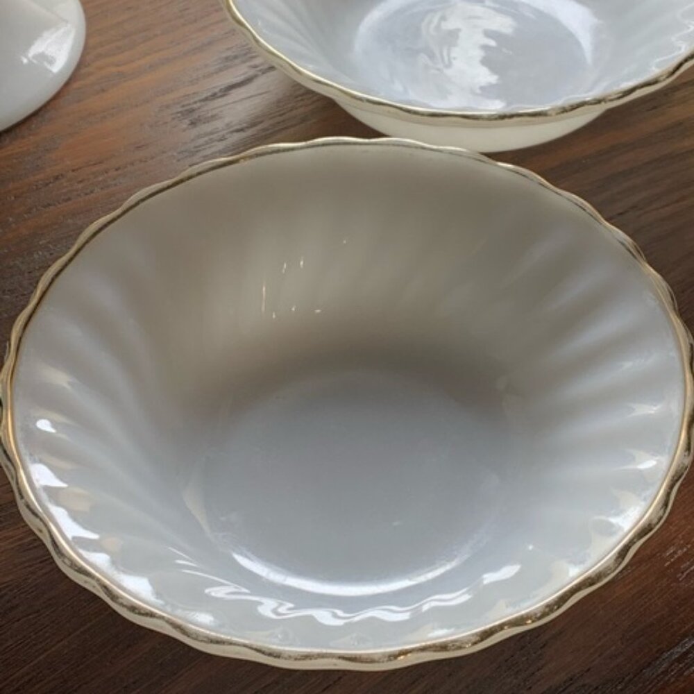 Vintage Anchor Hocking Fire-king Three 3 Milk Glass Bowls 1960s - Picture 2 of 5